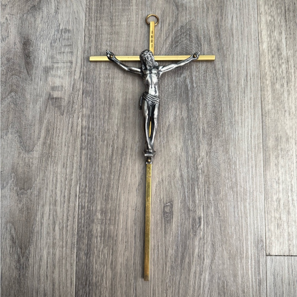 Silver and Gold Tone Catholic Crucifix INRI Wall Decor